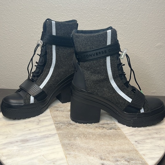 Converse Chuck Taylor All Star Gr82 Heeled Combat Boots in Black/Gray - Size 6.5 - Picture 8 of 14